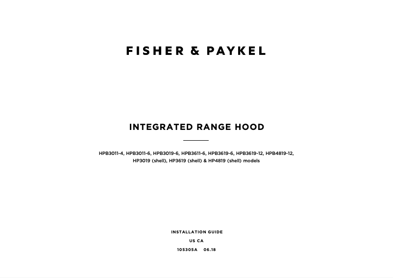 Página 1 del manual Guía de inicio rápido Fisher & Paykel HPB3619-12