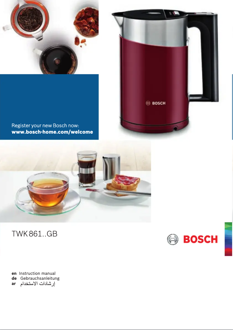 Page 1 of the manual User Manual Bosch Styline Sensor TWK86101GB