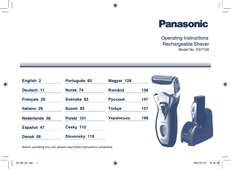 Página 1 del manual Manual de usuario Panasonic ES-7109