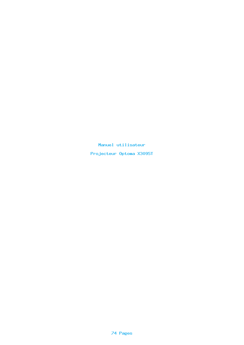 Page 1 de la notice Manuel utilisateur Optoma X309ST