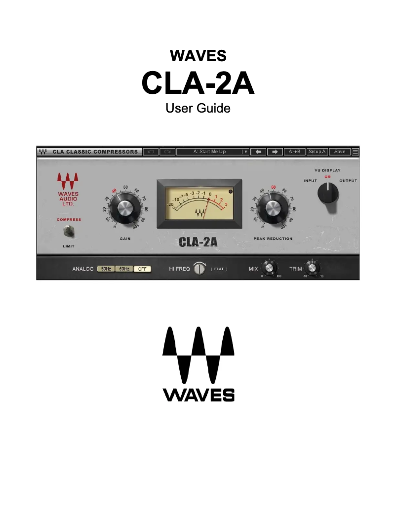 Page 1 de la notice Manuel utilisateur Waves CLA-2A