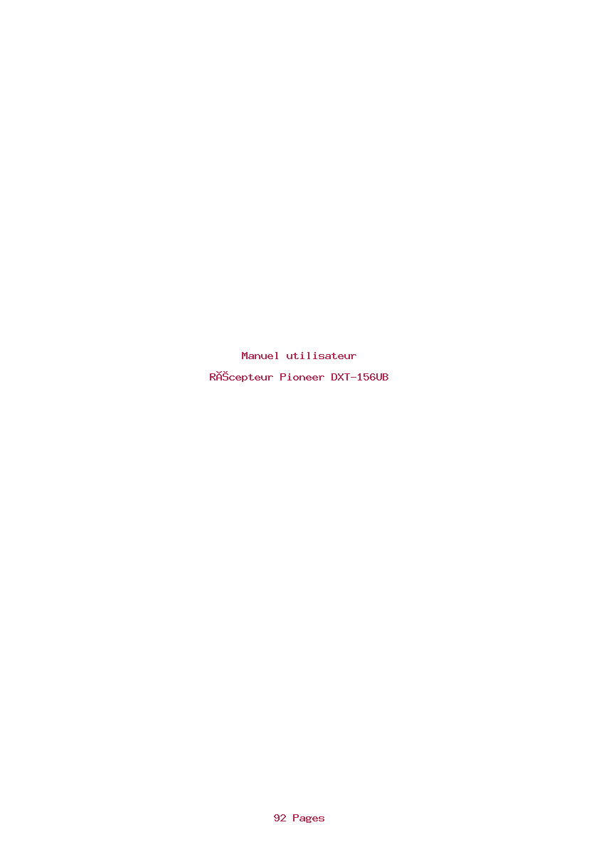 Page 1 de la notice Manuel utilisateur Pioneer DXT-156UB