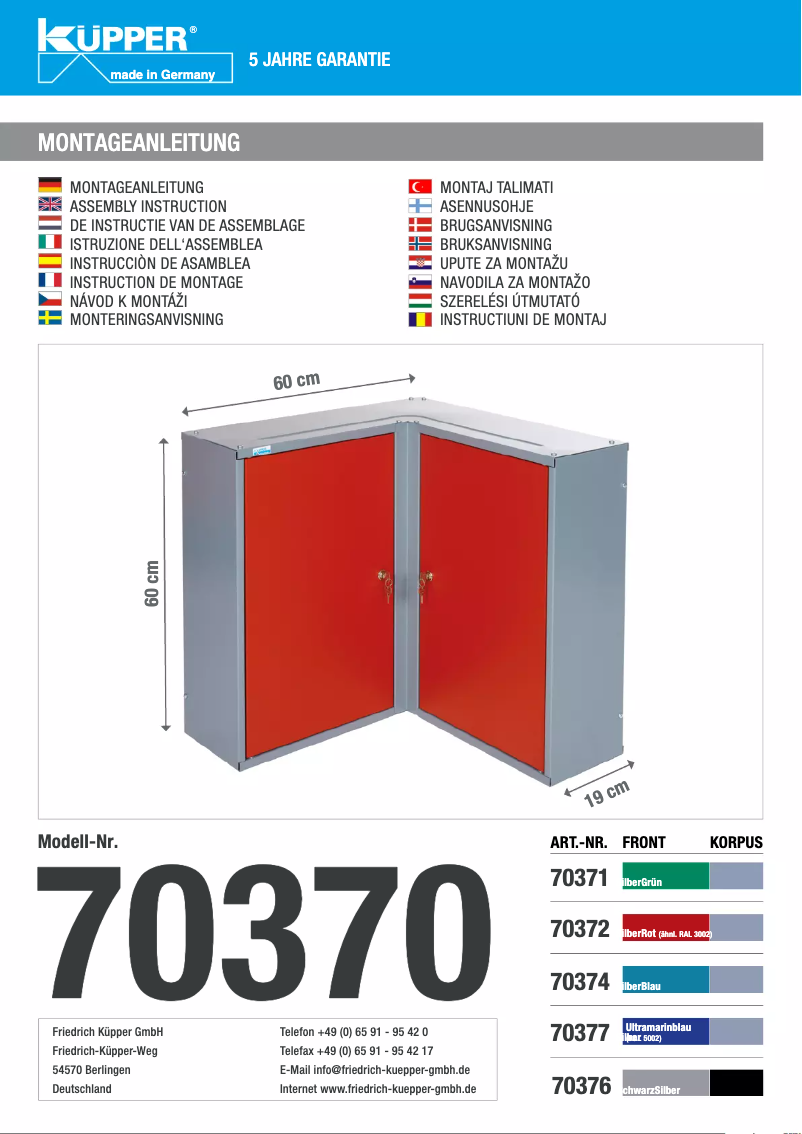 Page 1 de la notice Manuel utilisateur Küpper 70377