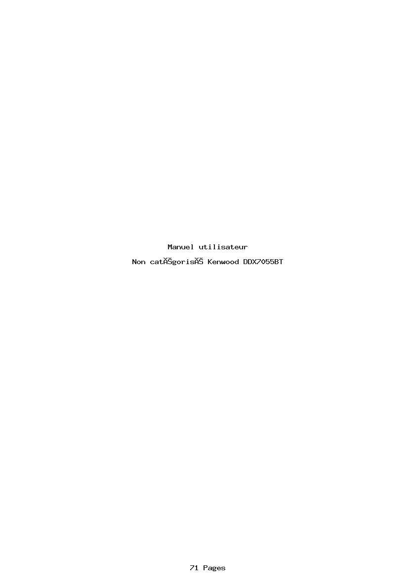 Page 1 de la notice Manuel utilisateur Kenwood DDX7055BT