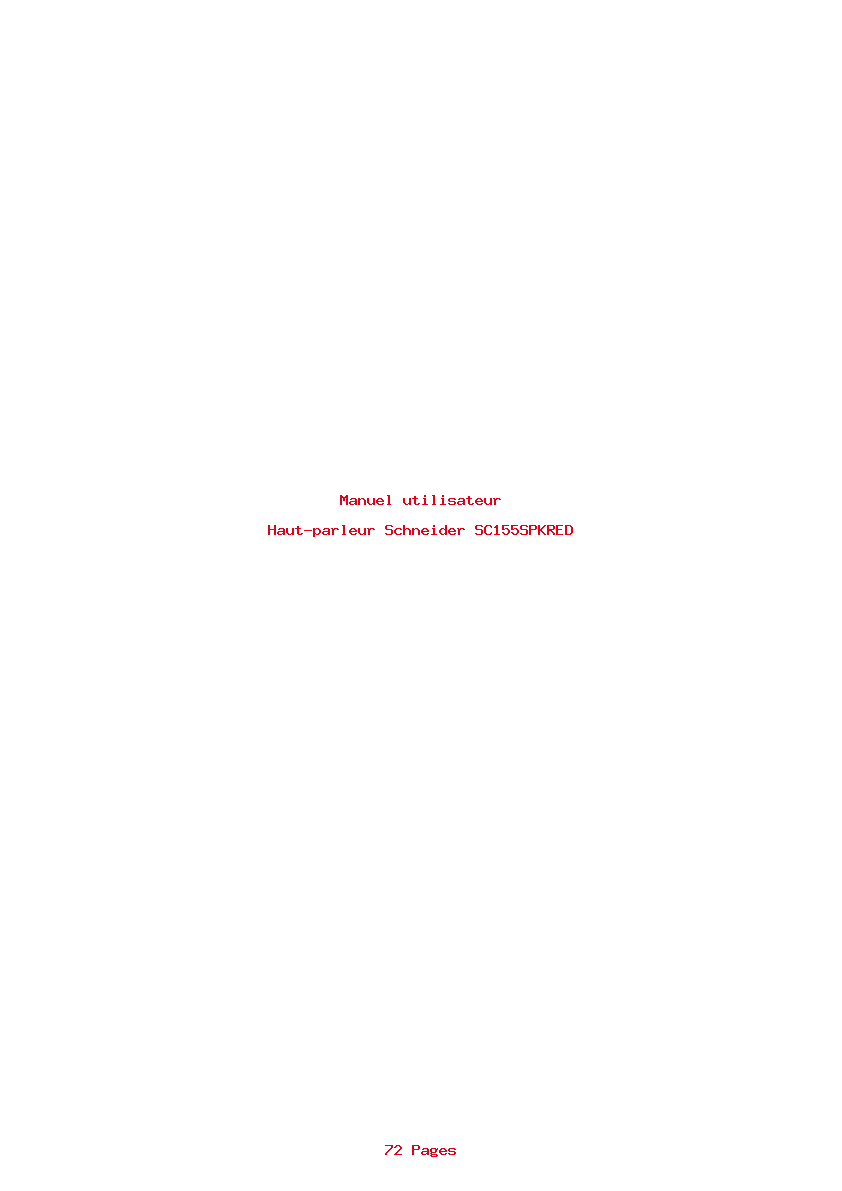 Page 1 de la notice Manuel utilisateur Schneider SC155SPKRED