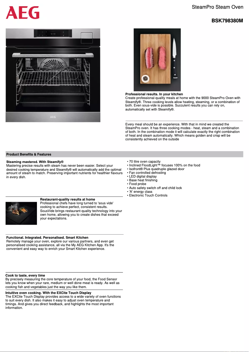 Page 1 de la notice Fiche technique AEG BSK798380M