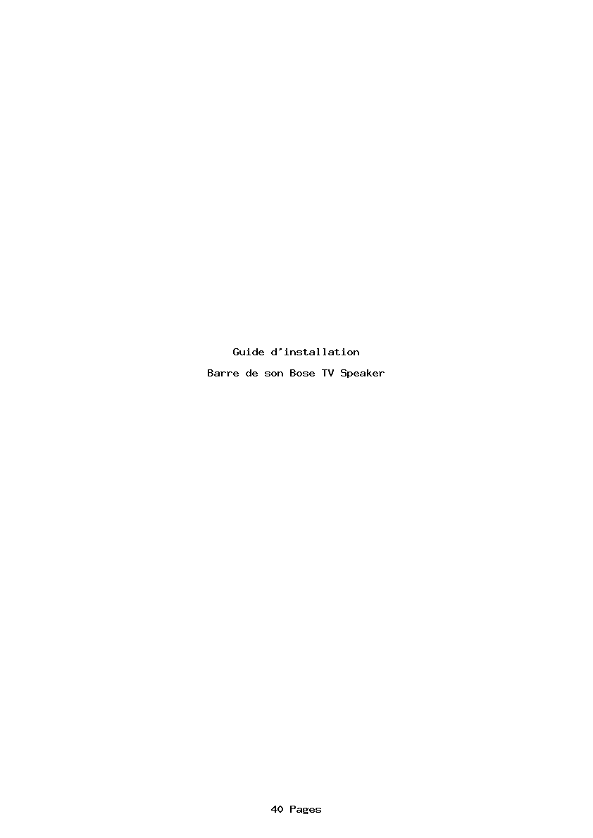 Page 1 de la notice Guide d'installation Bose TV Speaker