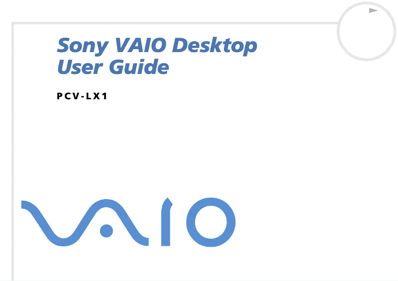 Page n°1 - Manuel utilisateur Sony Vaio PCV-LX1