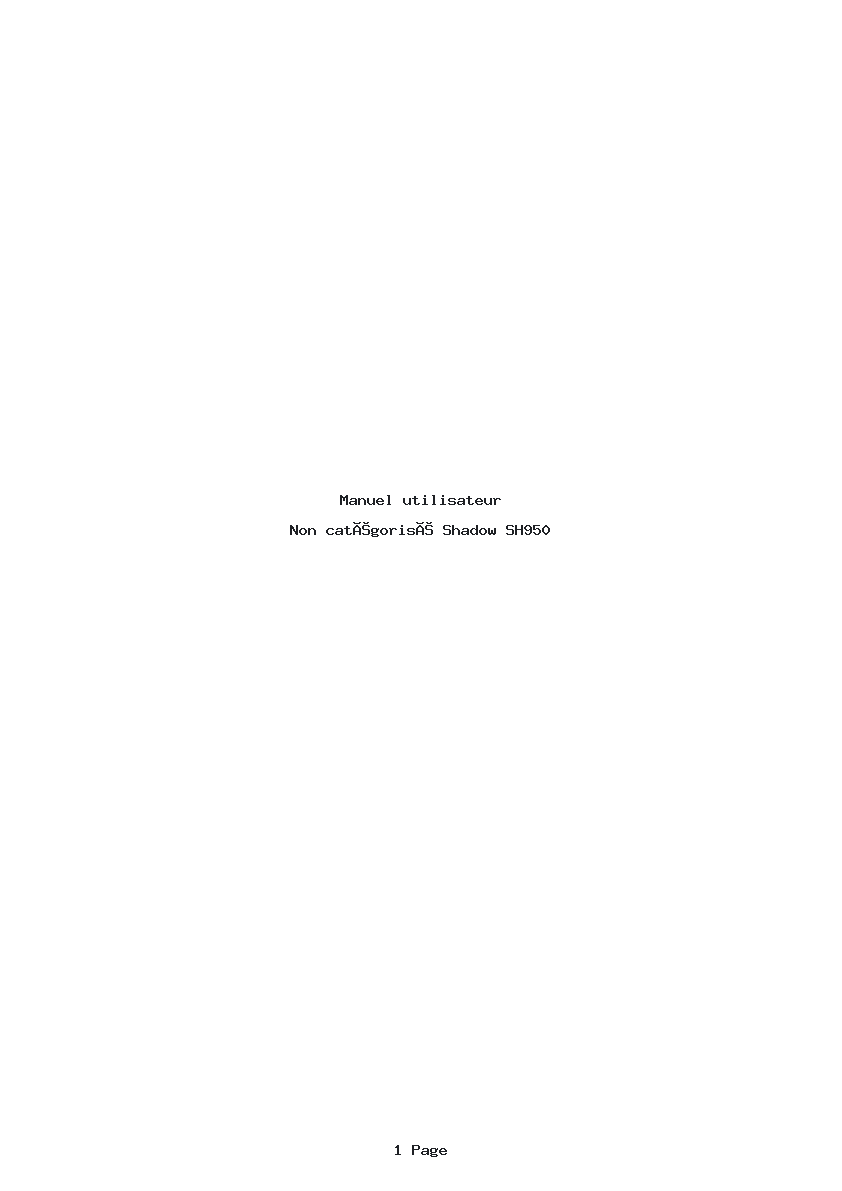 Page 1 de la notice Manuel utilisateur Shadow SH950