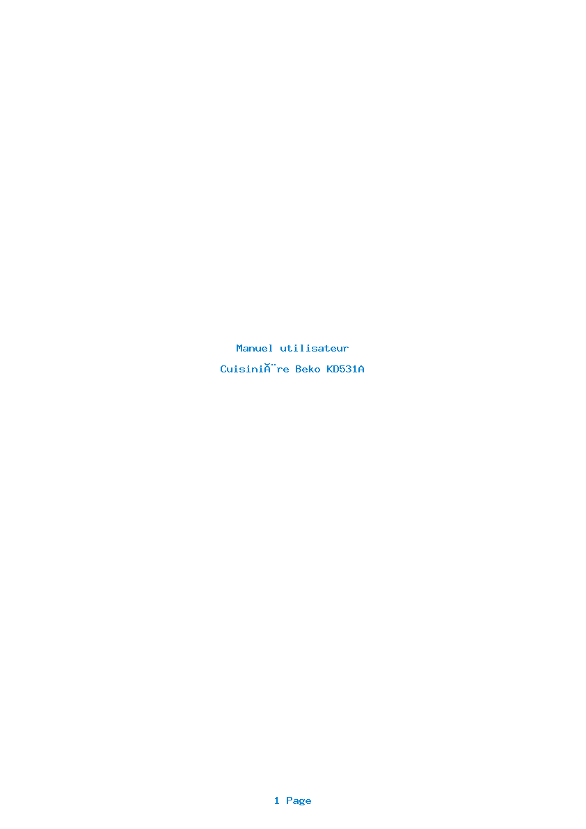 Page 1 de la notice Manuel utilisateur Beko KD531A