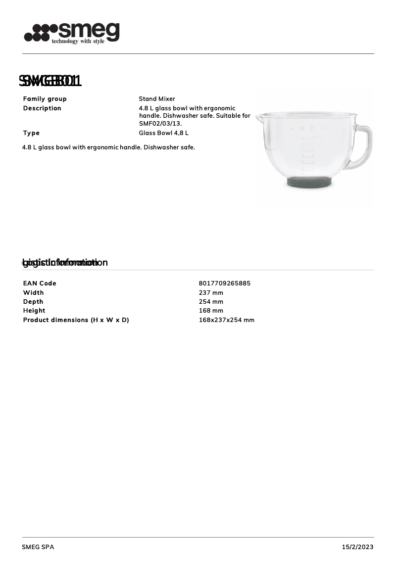 Page 1 de la notice Brochure Smeg SMGB01