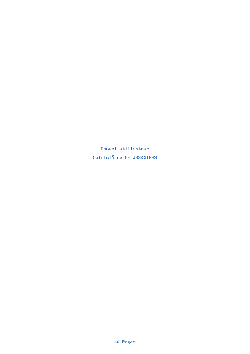 Page 1 de la notice Manuel utilisateur GE JB3001RSS