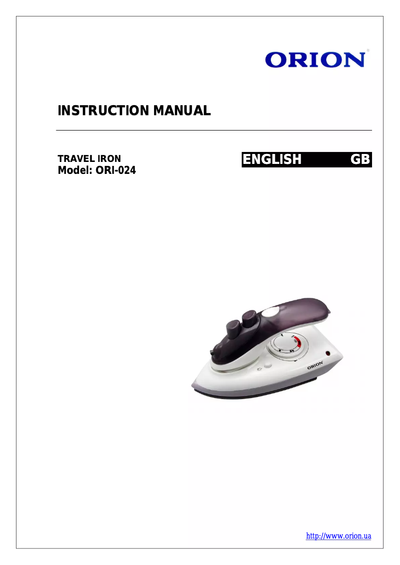 Page 1 de la notice Manuel utilisateur Orion ORI-024