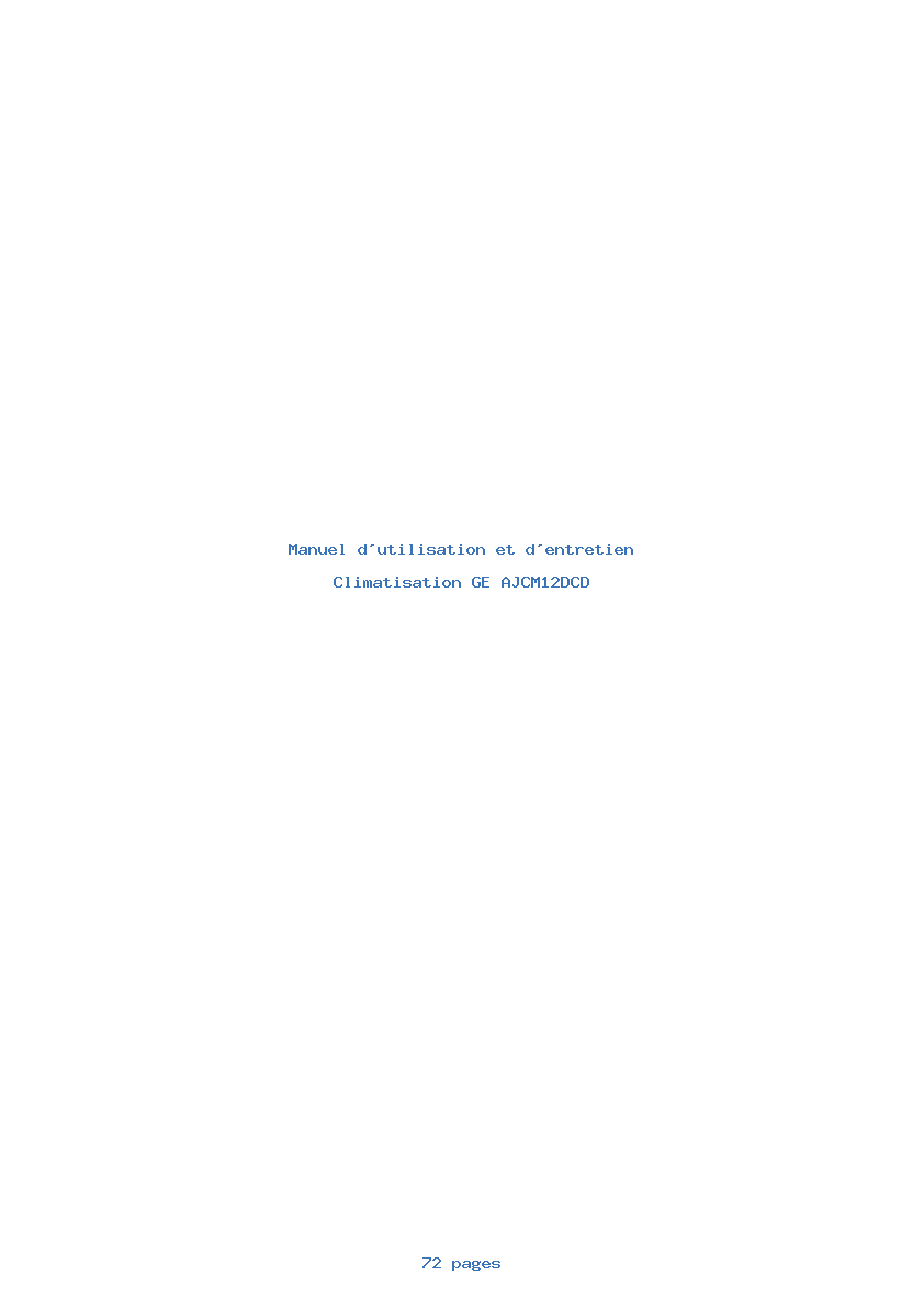Page 1 de la notice Manuel d'utilisation et d'entretien GE AJCM12DCD
