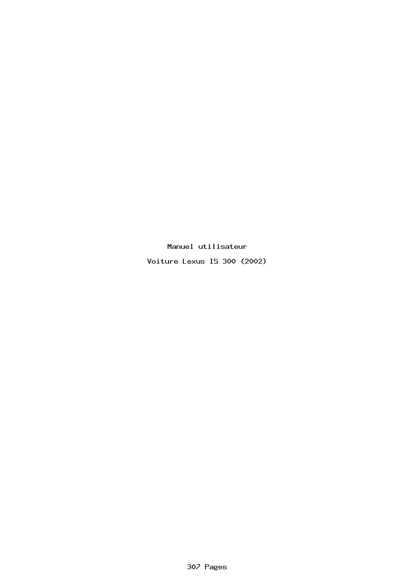 Page 1 de la notice Manuel utilisateur Lexus IS 300 (2002)