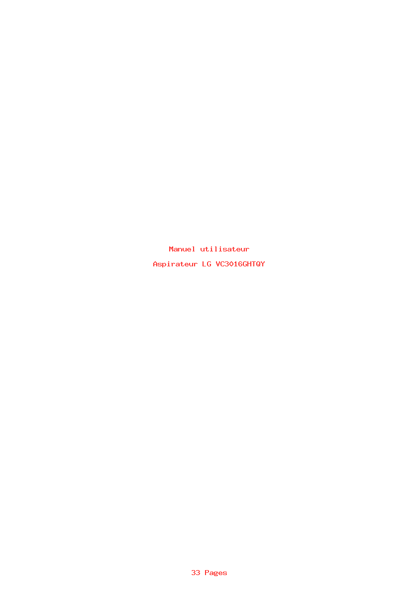 Page 1 de la notice Manuel utilisateur LG VC3016GHTQY
