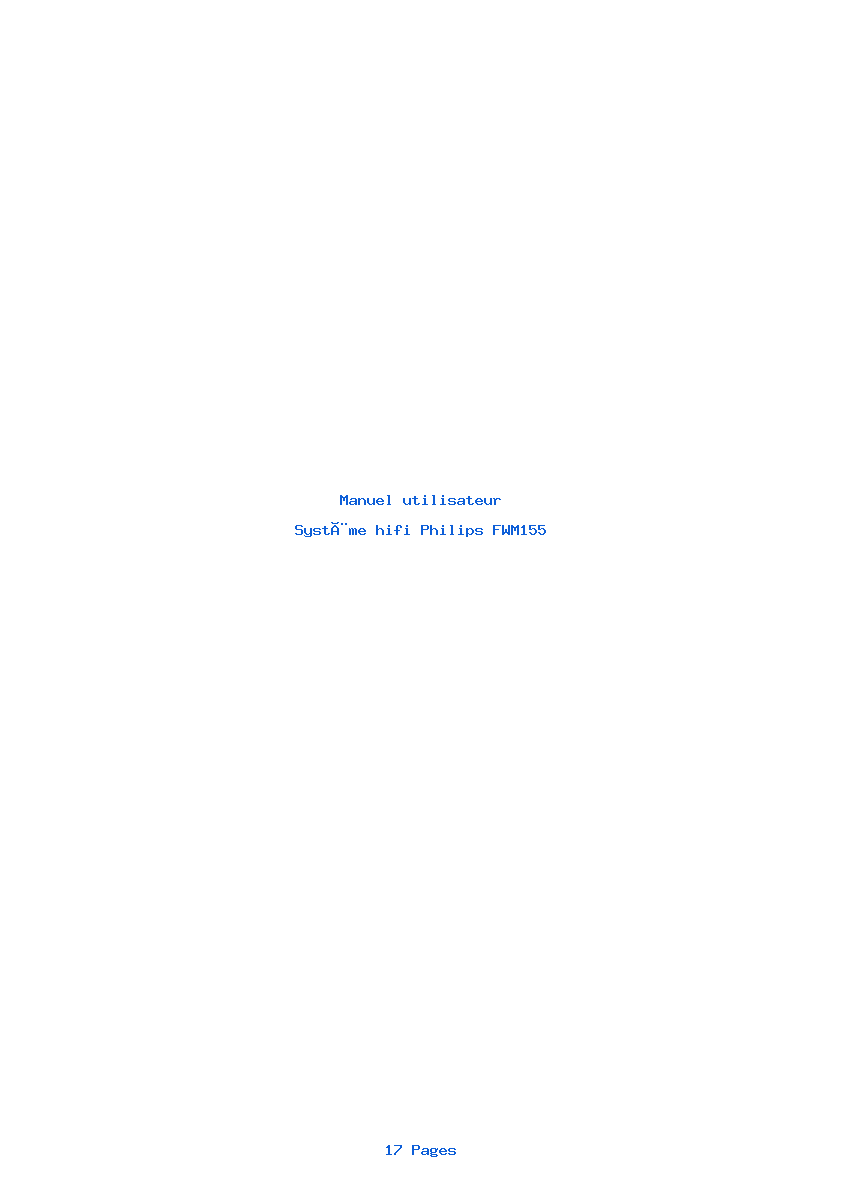 Page 1 de la notice Manuel utilisateur Philips FWM155