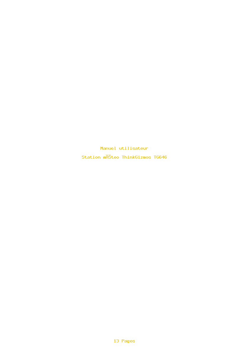 Page 1 de la notice Manuel utilisateur ThinkGizmos TG646