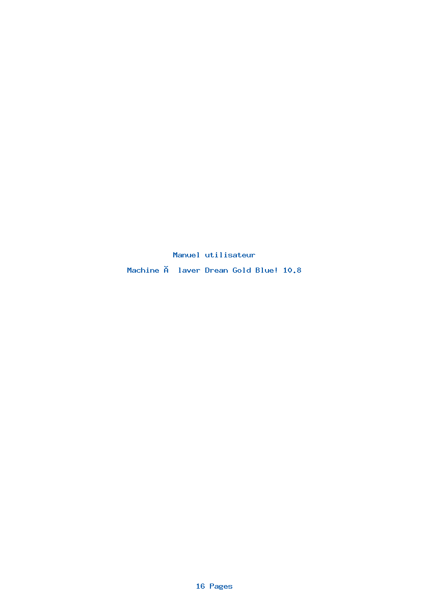 Page 1 de la notice Manuel utilisateur Drean Gold Blue! 10.8