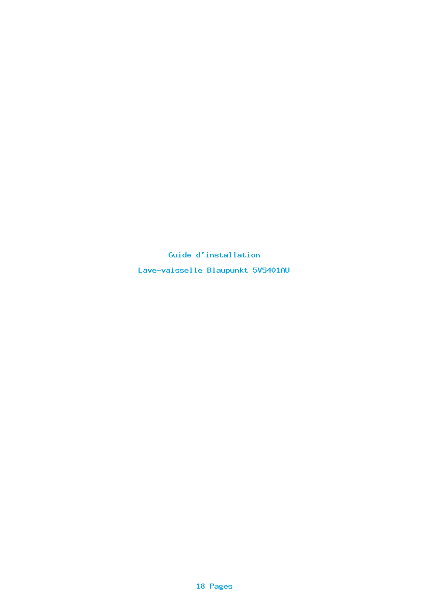 Page 1 de la notice Guide d'installation Blaupunkt 5VS401AU