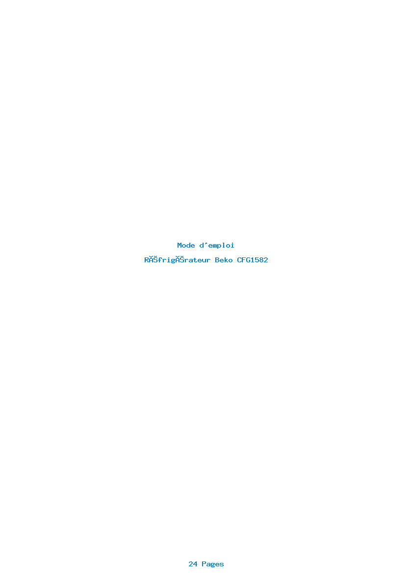 Page 1 de la notice Mode d'emploi Beko CFG1582