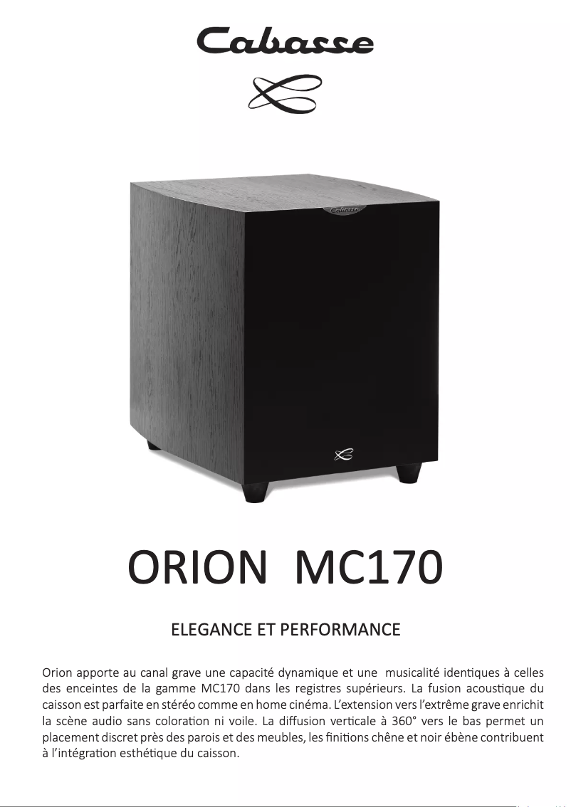 Page 1 de la notice Manuel utilisateur Cabasse Orion MC170