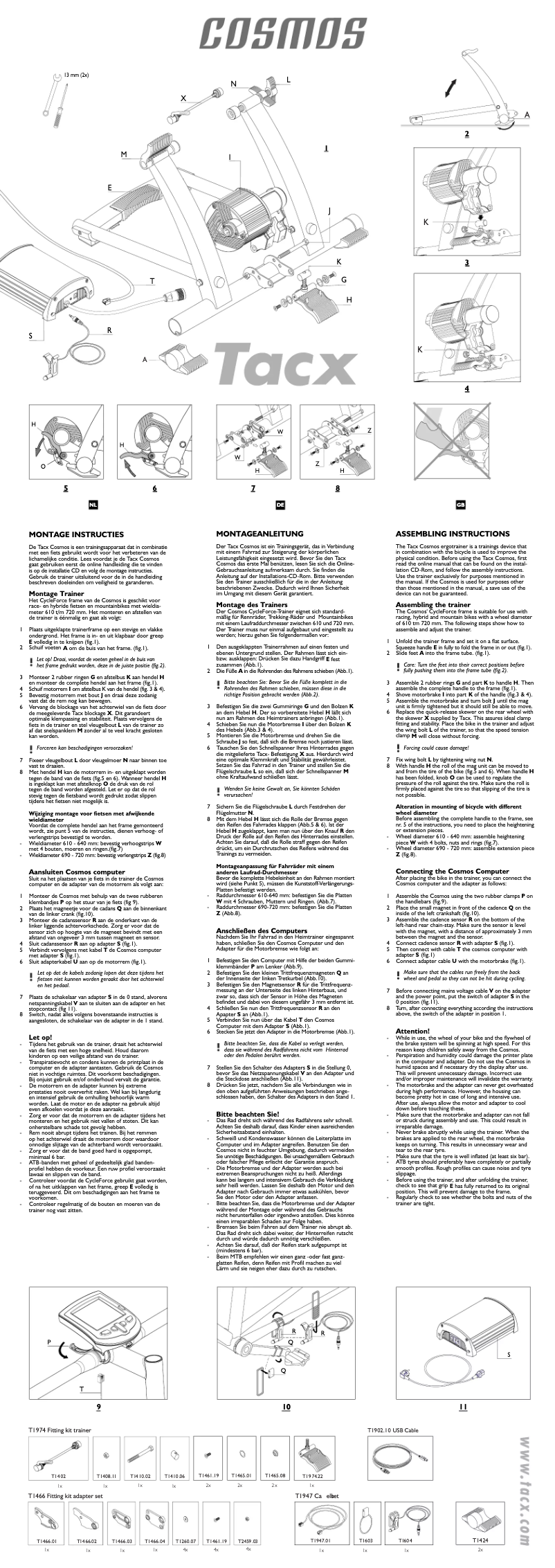 Page 1 de la notice Manuel utilisateur Tacx Cosmos