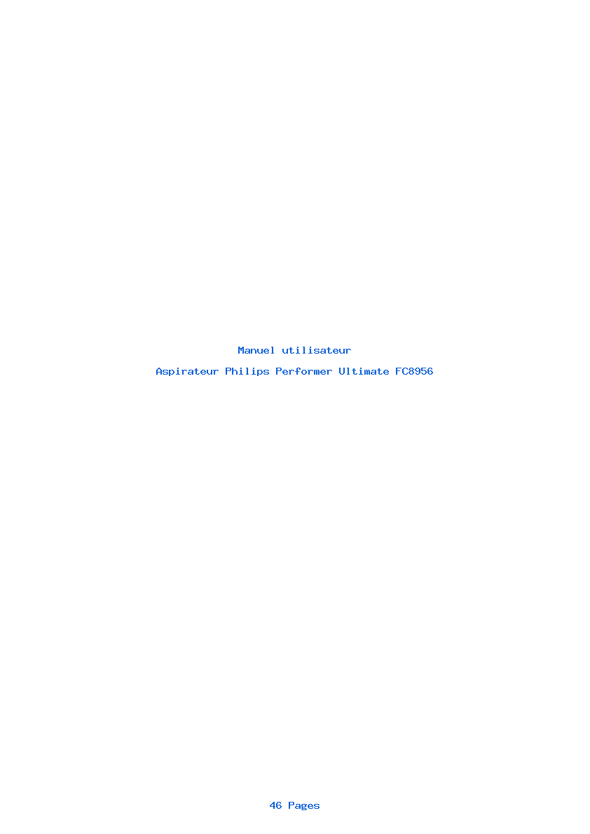 Page 1 de la notice Manuel utilisateur Philips Performer Ultimate FC8956