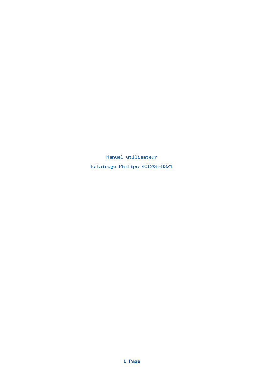 Page 1 de la notice Manuel utilisateur Philips RC120LED371