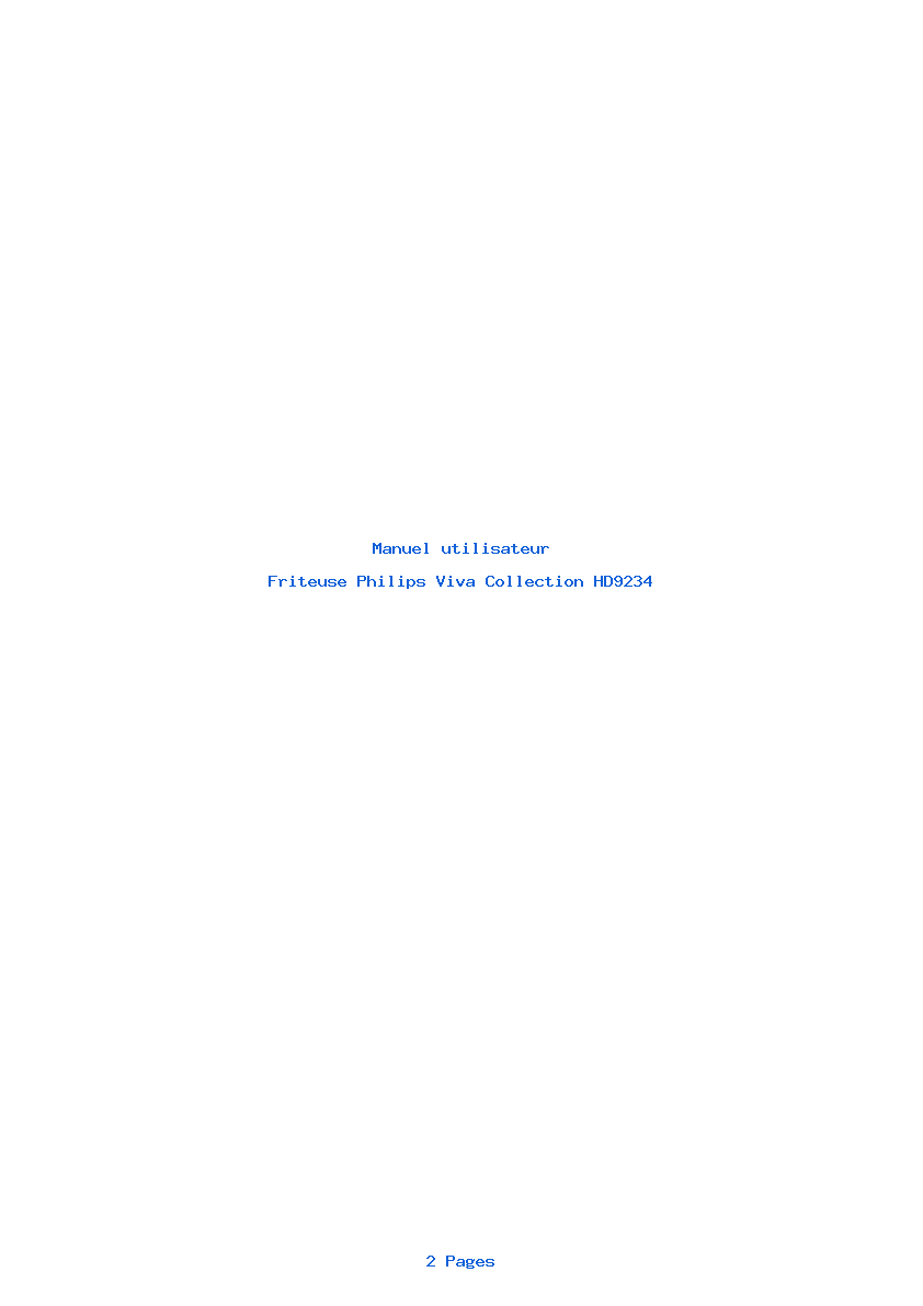 Page 1 de la notice Manuel utilisateur Philips Viva Collection HD9234