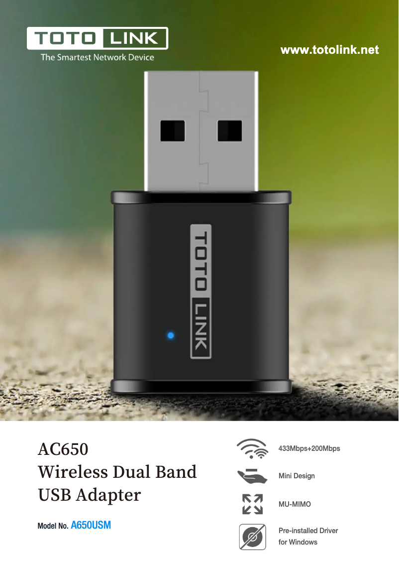 Page 1 de la notice Manuel utilisateur Totolink A650USM