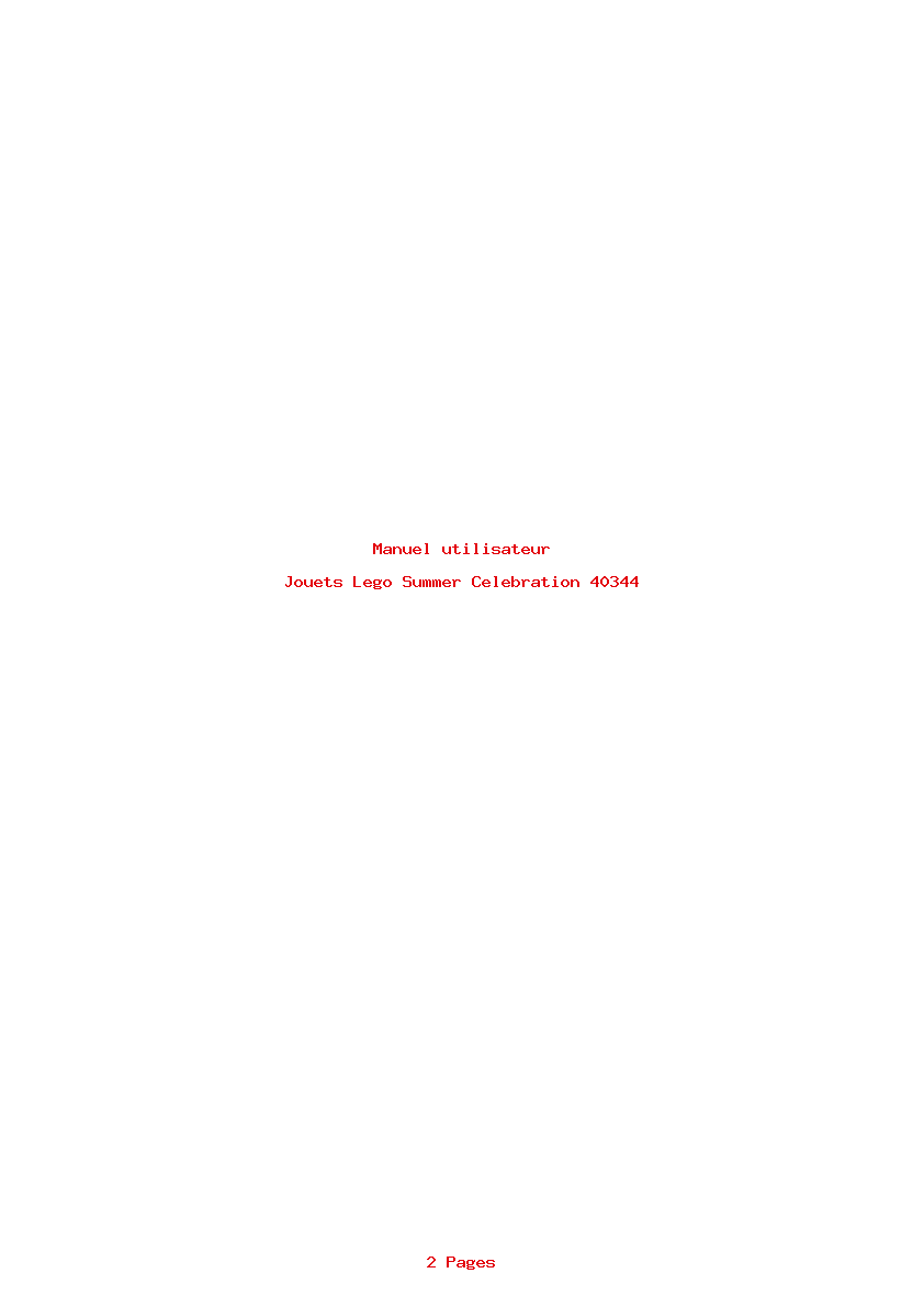 Page 1 de la notice Manuel utilisateur Lego Summer Celebration 40344