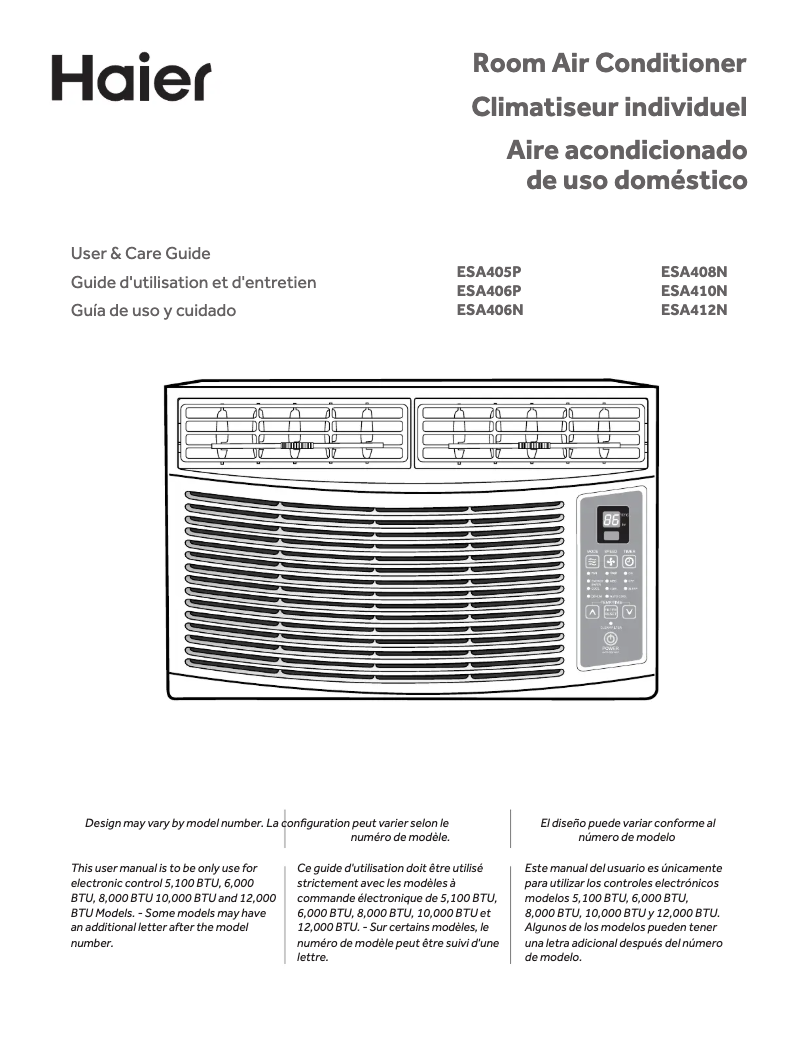 Página 1 del manual Manual de uso y mantenimiento Haier ESA405P