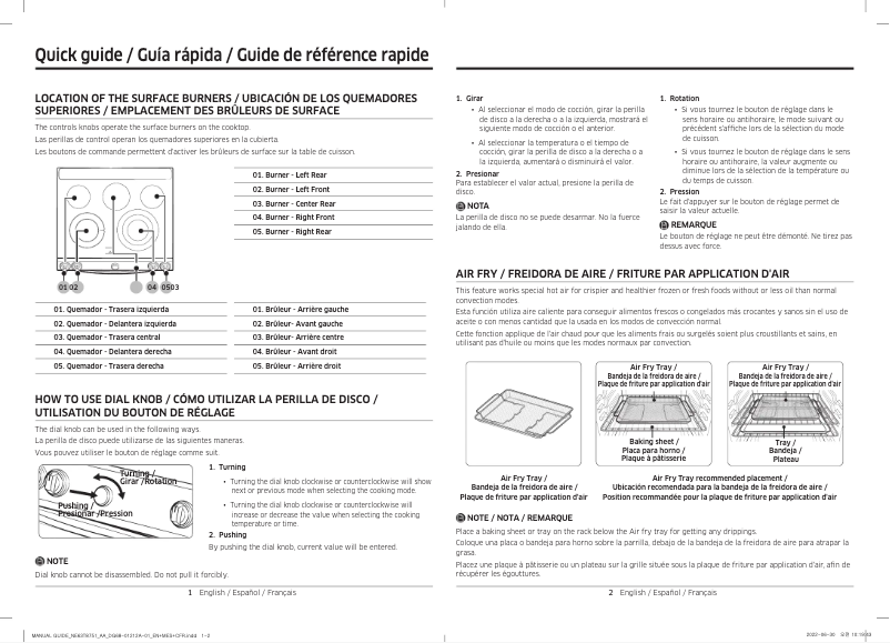 Page 1 de la notice Guide de démarrage rapide Samsung NE63T8751SG