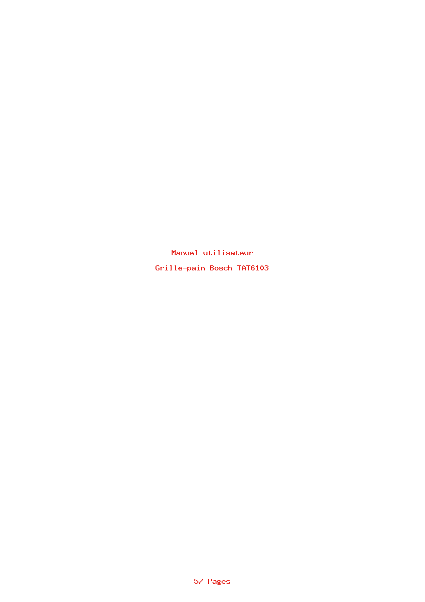 Page 1 de la notice Manuel utilisateur Bosch TAT6103