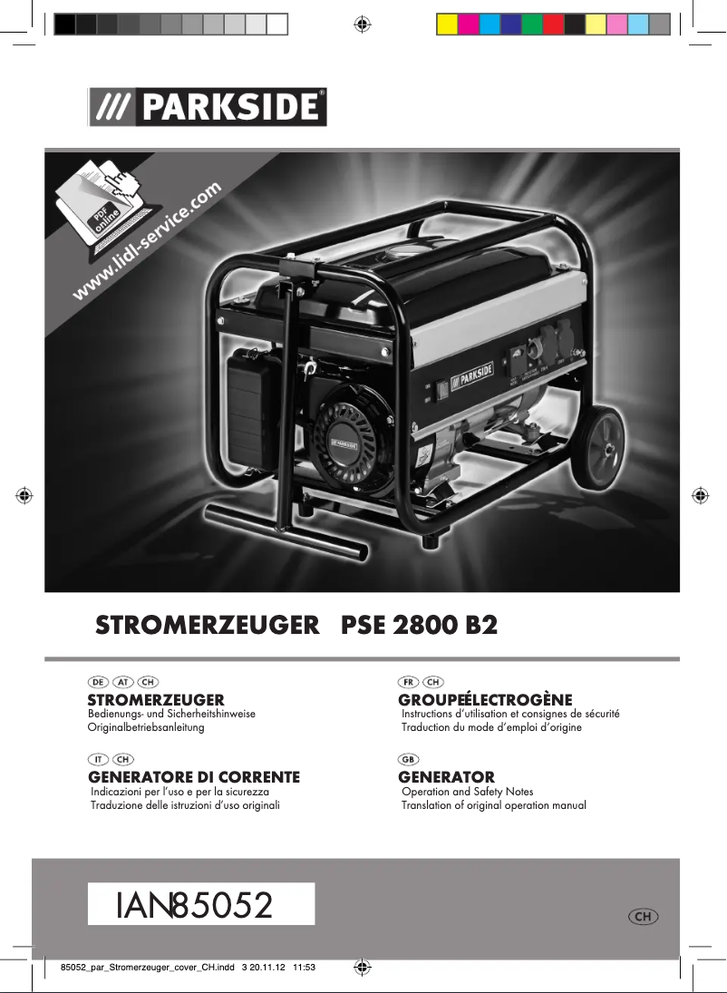 Page 1 de la notice Manuel utilisateur Parkside PSE 2800 B2