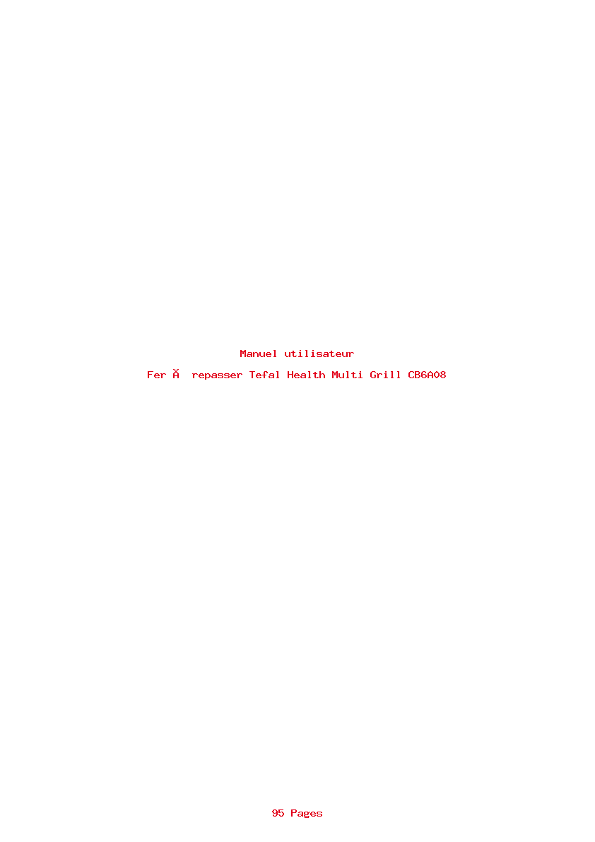 Page 1 de la notice Manuel utilisateur Tefal Health Multi Grill CB6A08