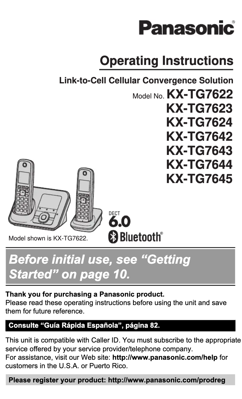 Imagen de la primera página del manual del dispositivo KX-TG7642M