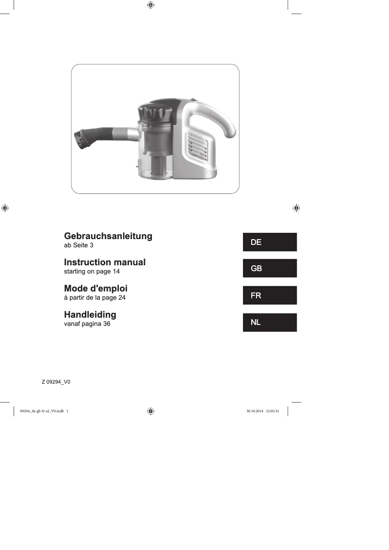 Página 1 del manual Manual de usuario Cleanmaxx Z 09294