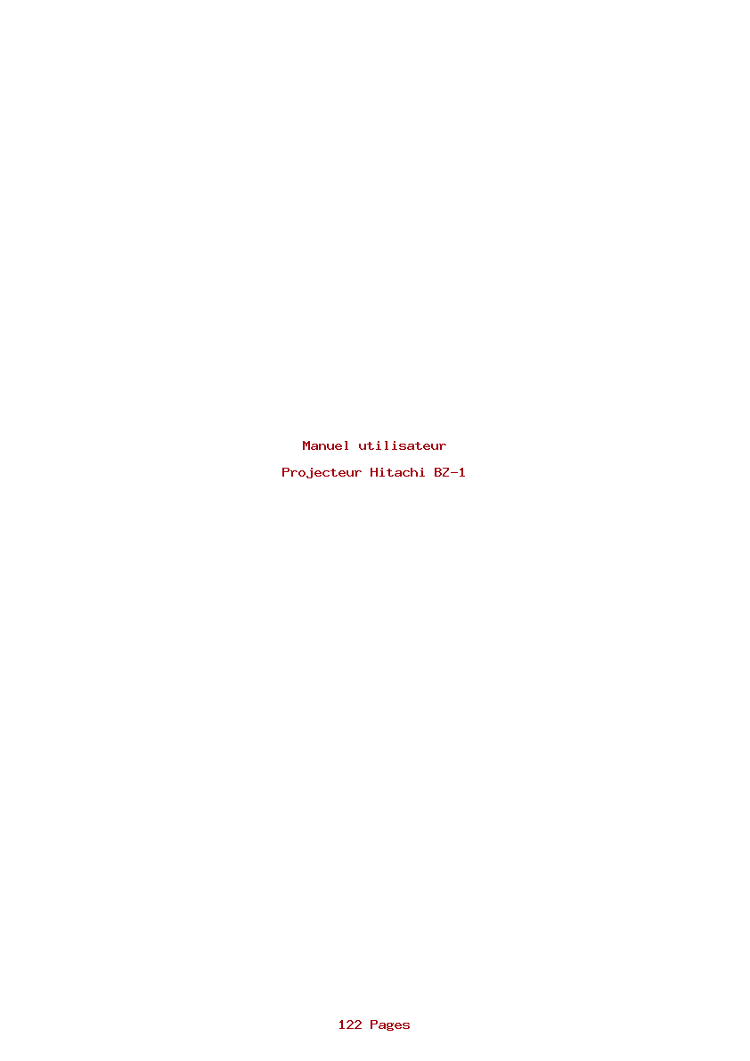 Page 1 de la notice Manuel utilisateur Hitachi BZ-1