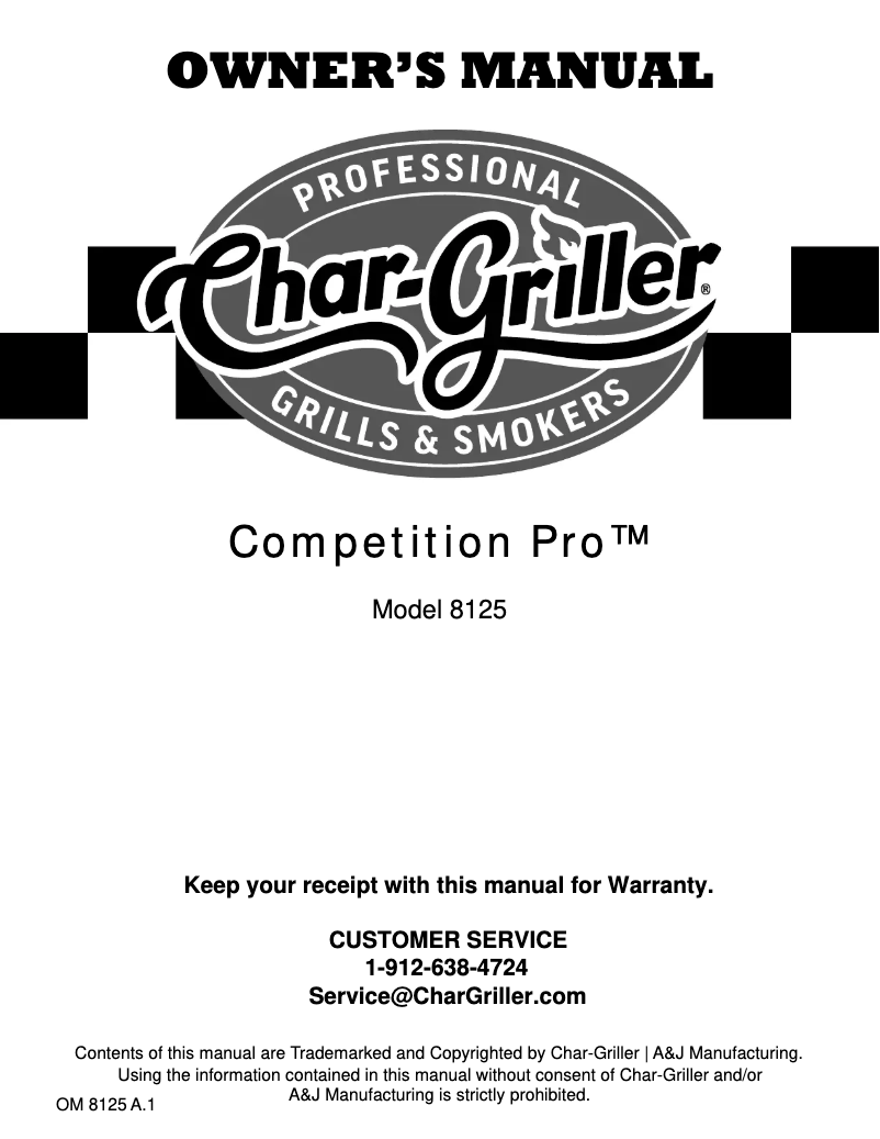 Page 1 de la notice Manuel utilisateur Char-Griller Competition Pro 8125