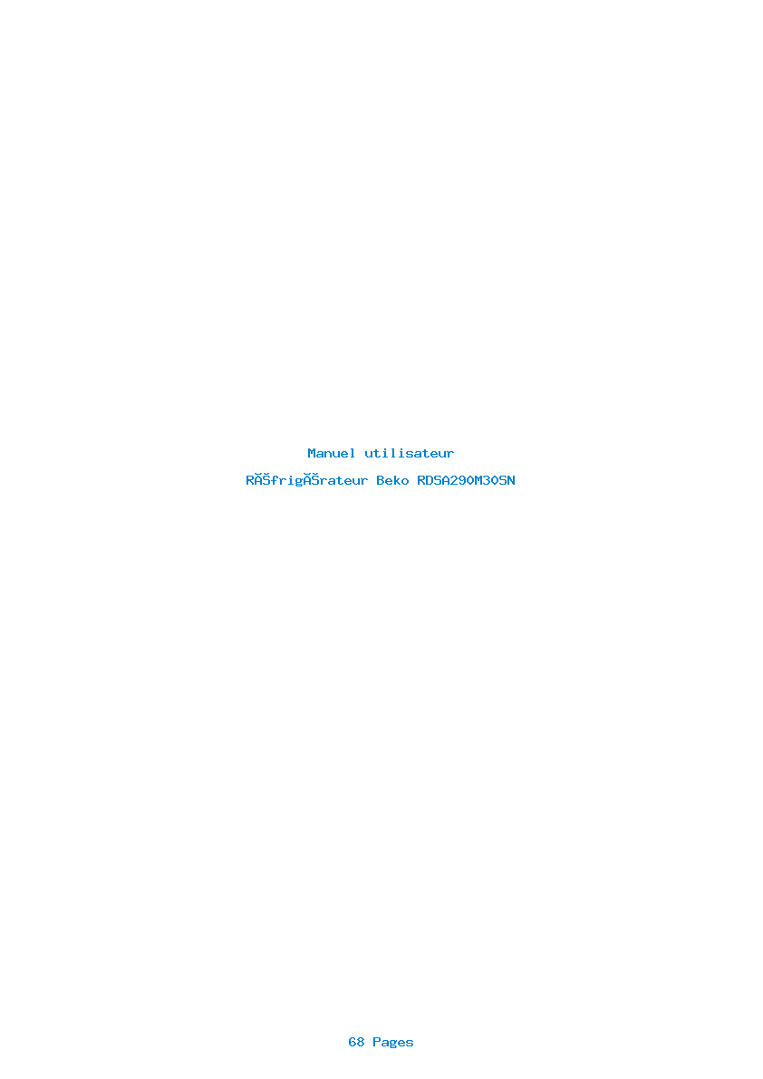 Page 1 de la notice Manuel utilisateur Beko RDSA290M30SN
