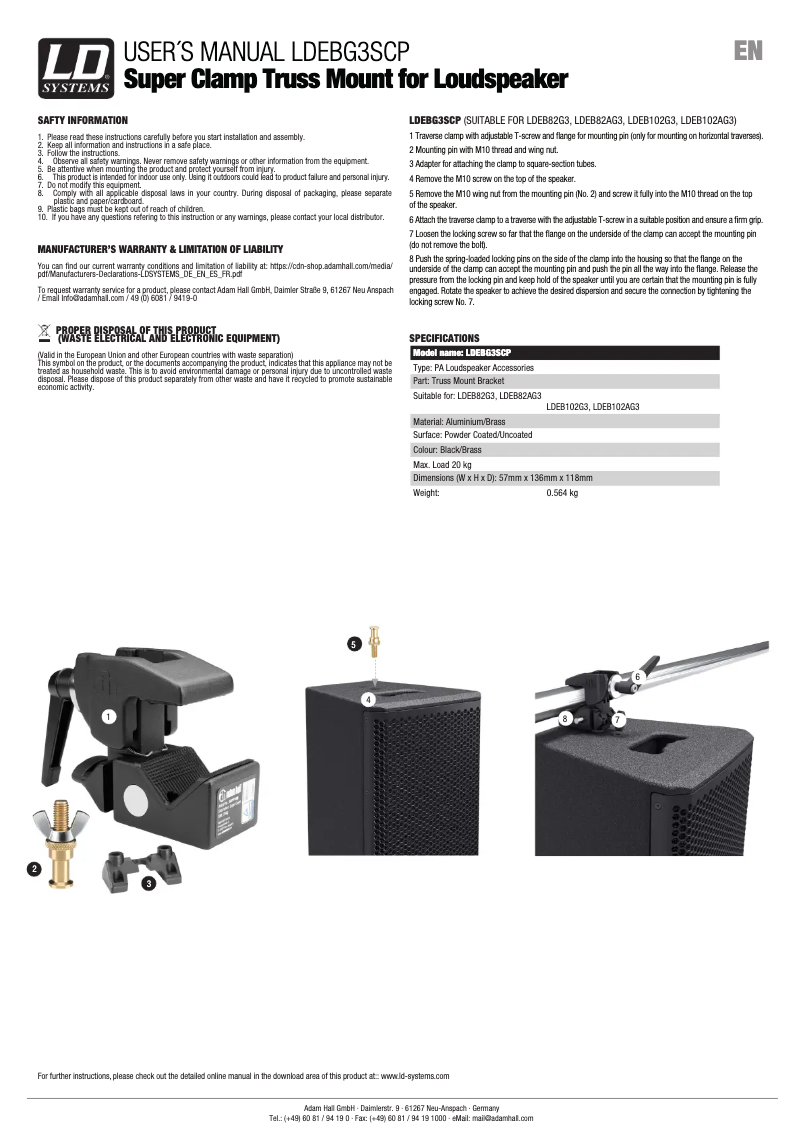 Page 1 de la notice Manuel utilisateur LD Systems STINGER G3 SCP