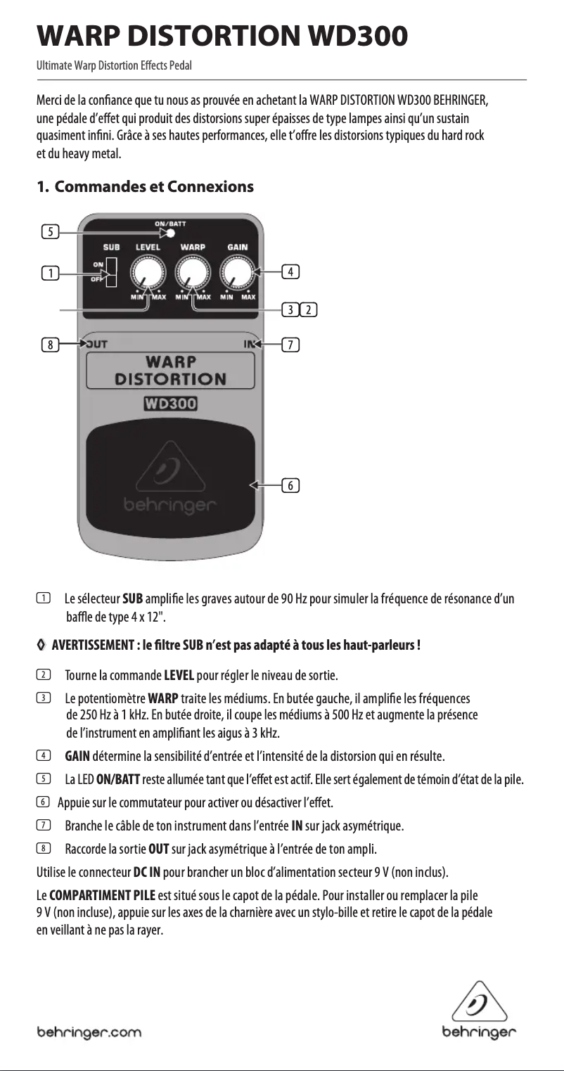 Página 1 del manual Manual de usuario Behringer Warp Distortion WD300