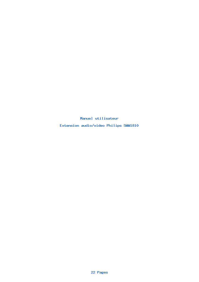 Page 1 de la notice Manuel utilisateur Philips SWW1810