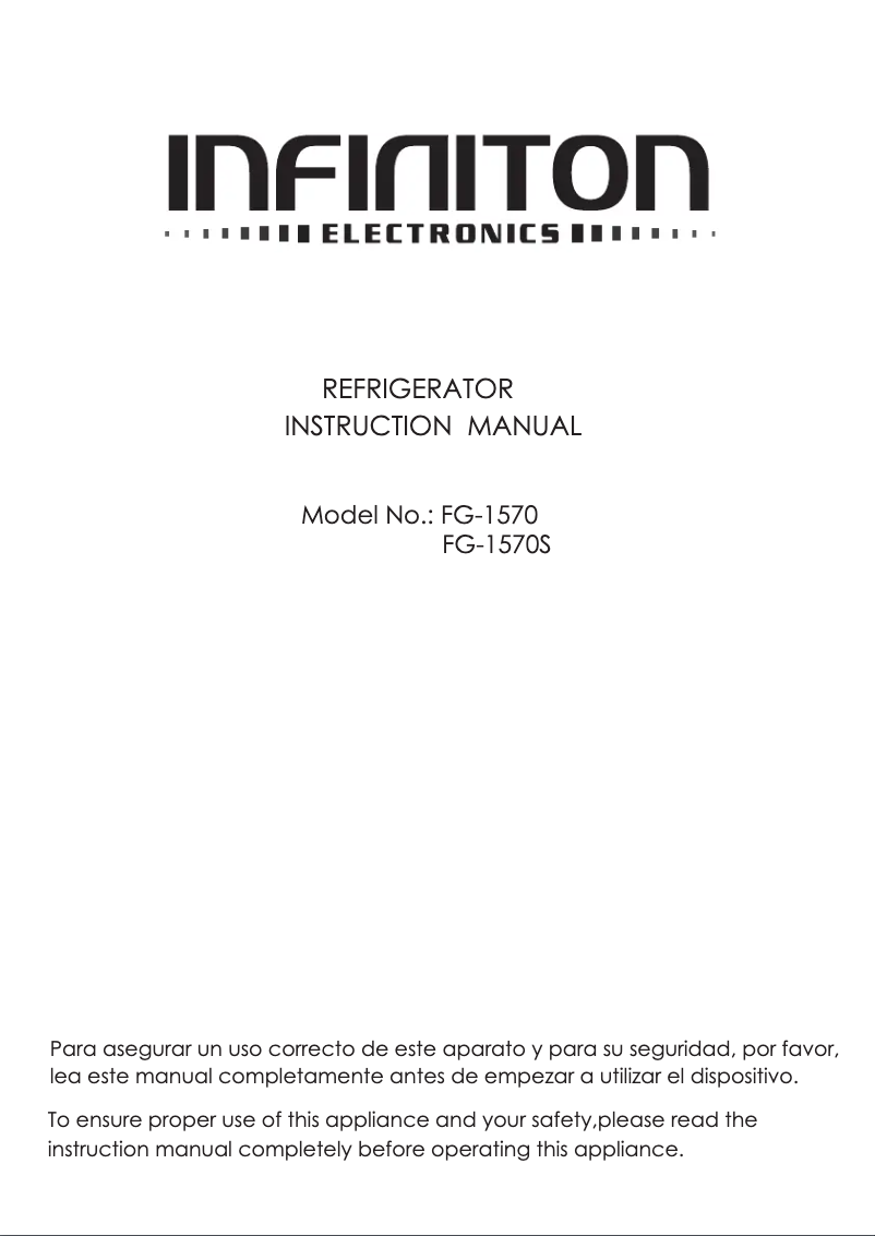 Page 1 of the manual User Manual Infiniton FG-1570S