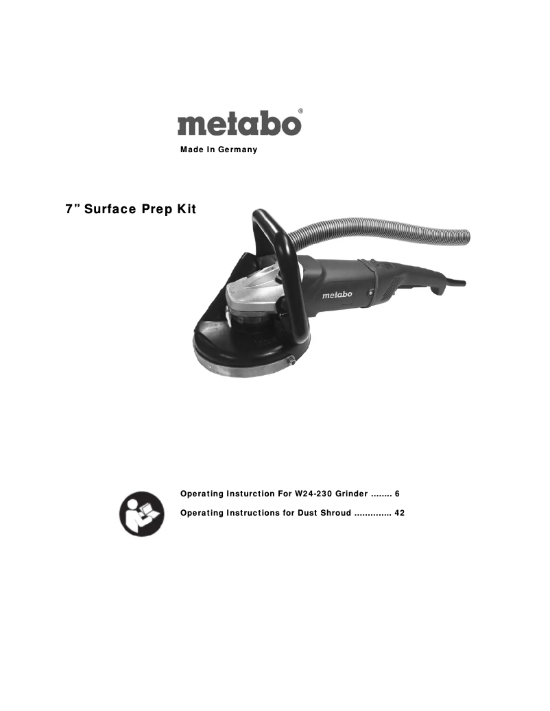 Page 1 of the manual User Manual Metabo 7 Inch Surface Prep Kit