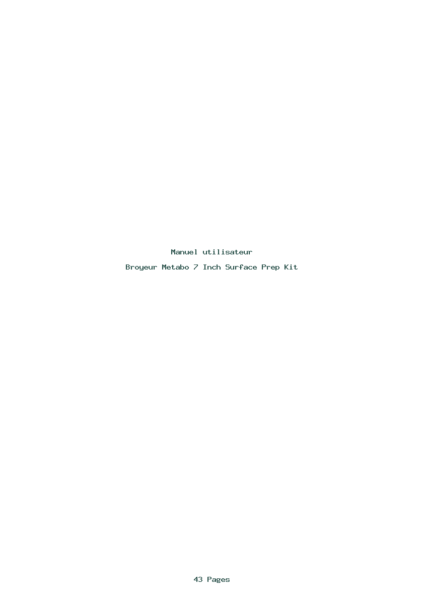 Page 1 de la notice Manuel utilisateur Metabo 7 Inch Surface Prep Kit