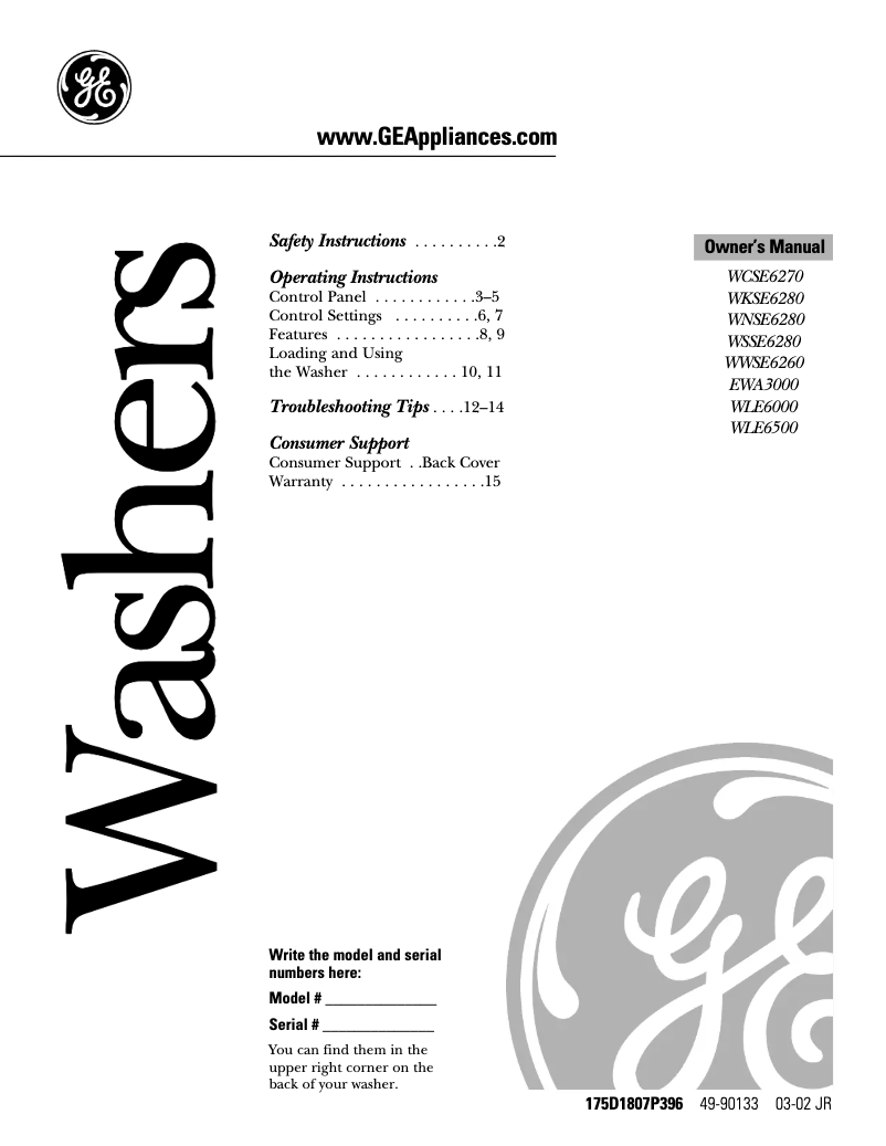 Page 1 de la notice Manuel utilisateur GE EWA3000