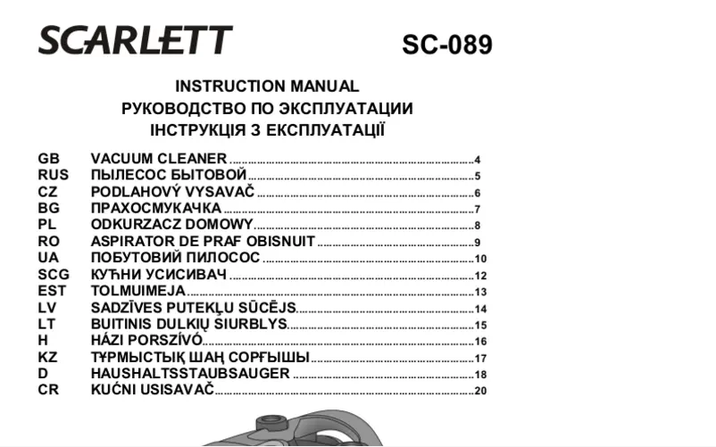 Página 1 del manual Manual de usuario Scarlett SC-089
